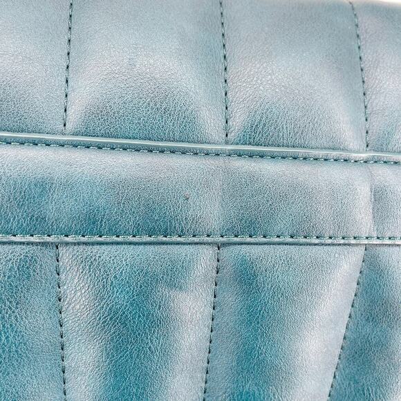 Fawn Design The Quilted Clutch Teal Matte Vegan Leather Crossbody Purse - Picture 13 of 13